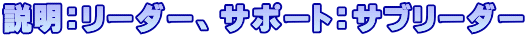 説明：リーダー、サポート：サブリーダー